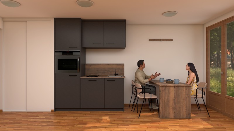 Une cuisine sur mesure avec table rabattable : gain de place et style à Genève