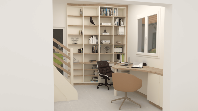 Conception d'une bibliothèque et d'un bureau sur mesure à Thonon-les-Bains